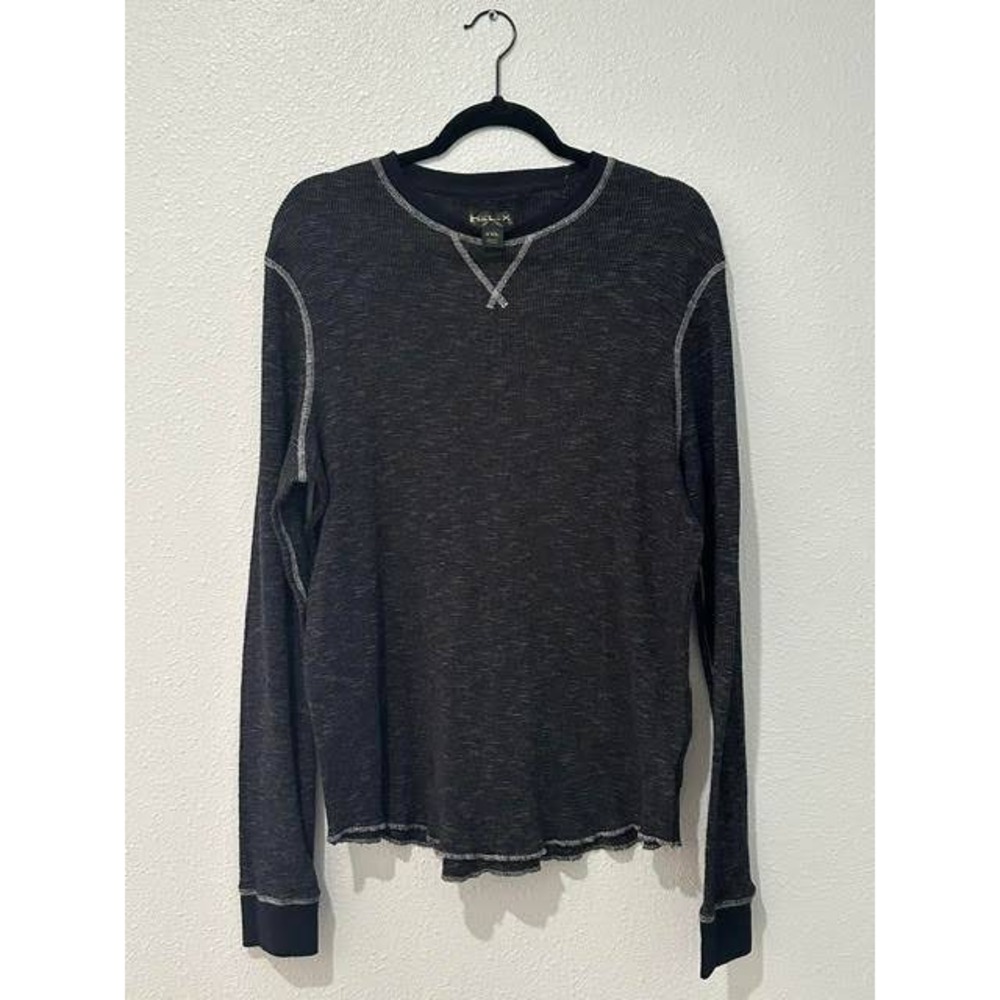 Helix Mens XXL Black Thermal Shirt Long Sleeve Waffle Knit Contrast Stitch Tee